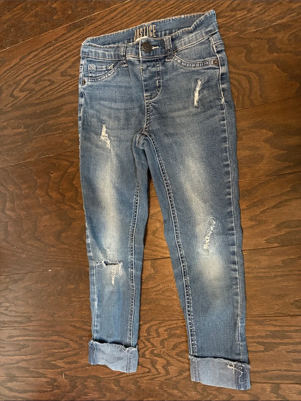 Justice Girls' Distressed Blue Denim Jeans size 10